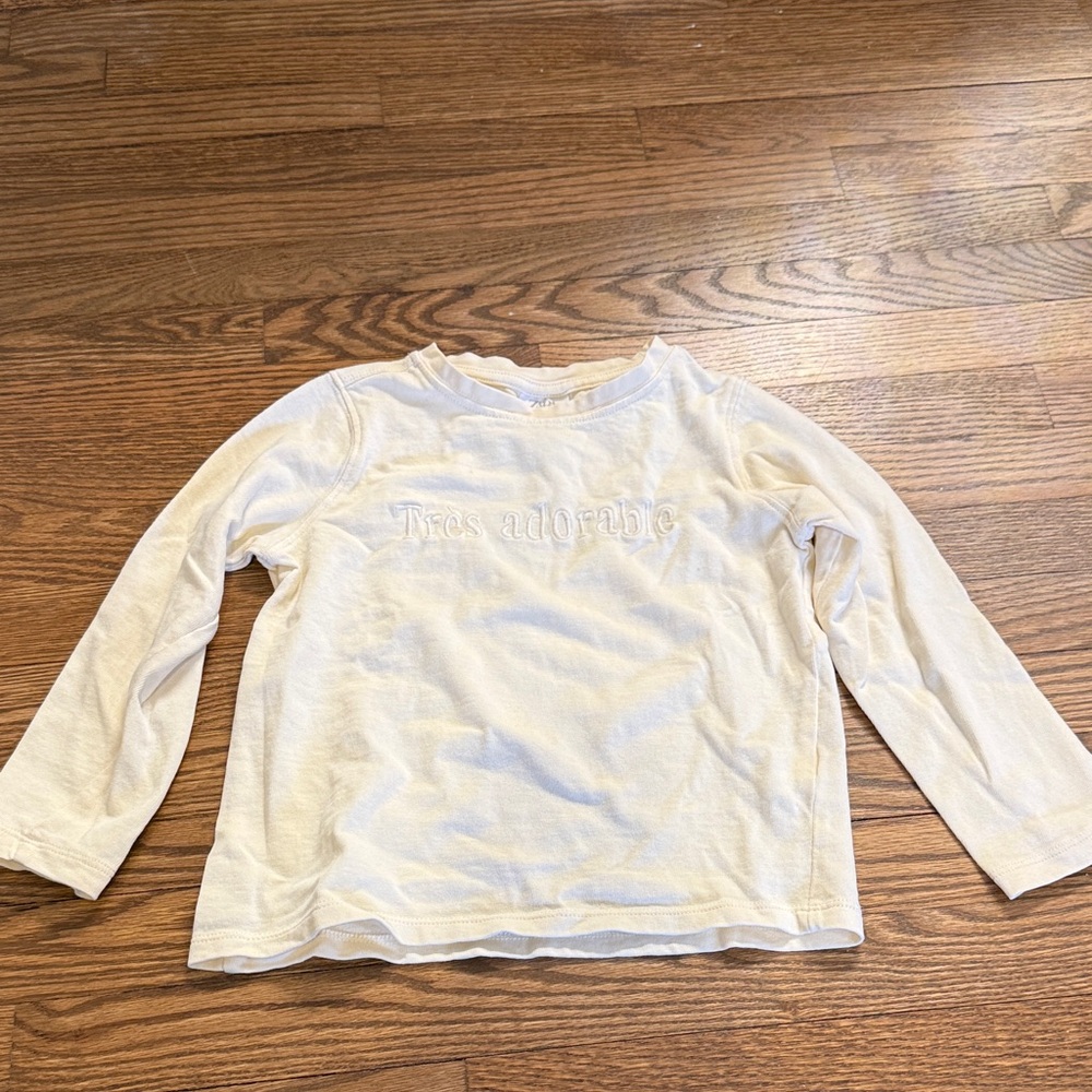 Zara Kids Cream Long Sleeve Tee Size 6